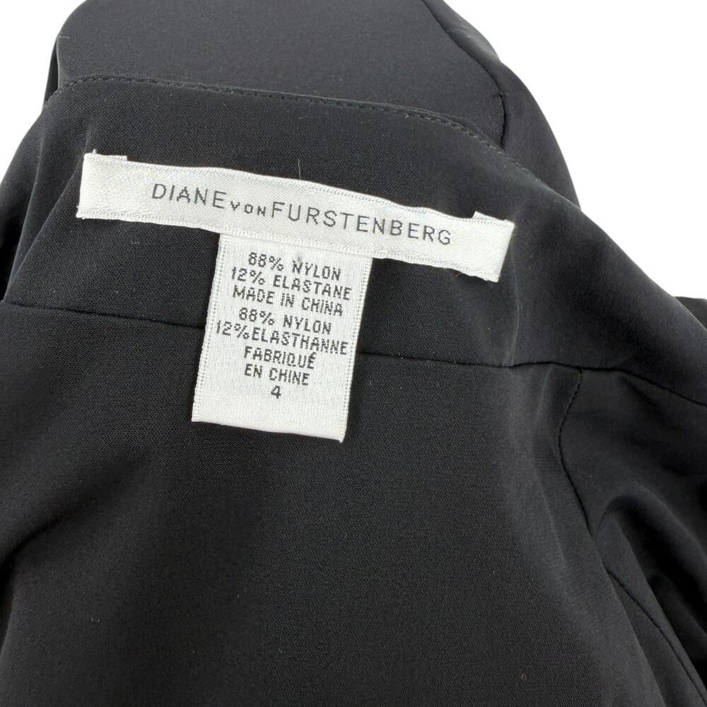 Diane Von Furstenberg Peyton Wrap Dress Puff Sleeve Knee Length Black 4 - Picture 9 of 12